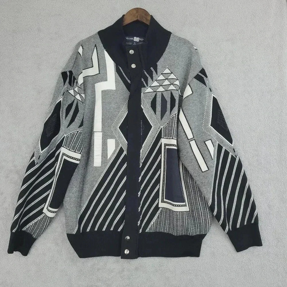 Michael Irvin XL Geometric Patterned Cardigan Jacket Acrylic Blend  5CT - Picture 1 of 8